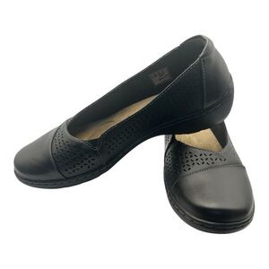 Clarks Cora Iris Loafer womens US 9 Wide Black Leather Slip On 1 inch heel New